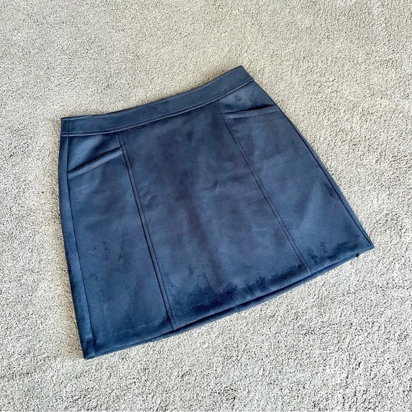 LOFT Dresses & Skirts - NWOT LOFT Faux Suede Steel Blue Skirt Size 8